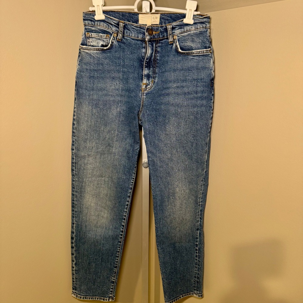 C/E by Current/Elliott Womens High Rise Straight Leg Jeans Blue Medium Wash‎ 24